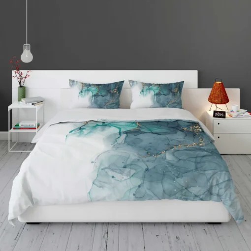 Elegant Alcohol Ink Gold Bedding Set 1