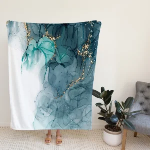 Elegant Alcohol Ink Gold Fleece Blanket