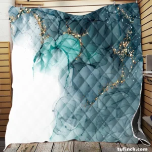 Elegant Alcohol Ink Gold Quilt Blanket