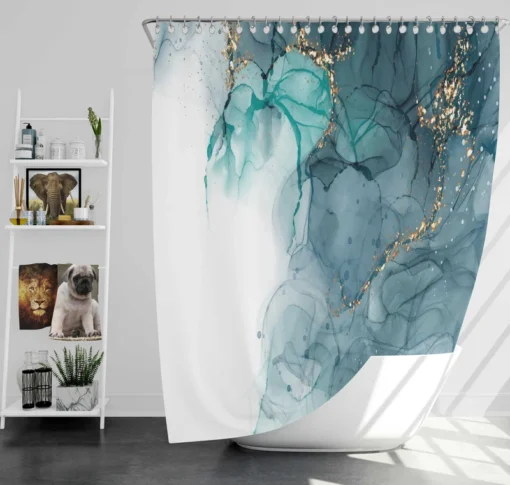 Elegant Alcohol Ink Gold Shower Curtain