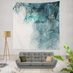 Elegant Alcohol Ink Gold Wall Tapestry