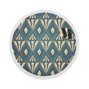 Elegant Art Deco Gradient Pattern Round Beach Towel