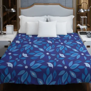 Elegant Blue Floral Pattern Duvet Cover