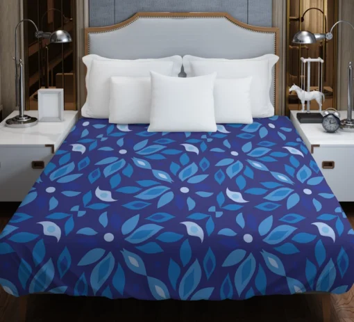 Elegant Blue Floral Pattern Duvet Cover