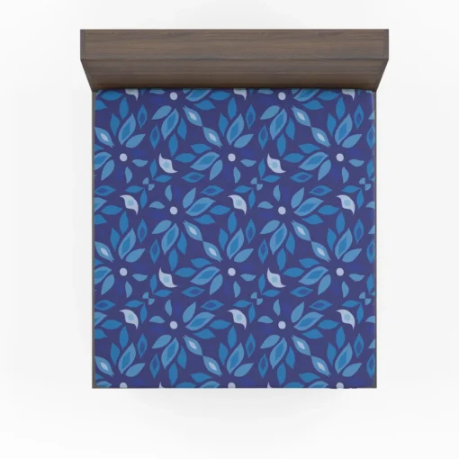 Elegant Blue Floral Pattern Fitted Sheet