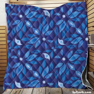 Elegant Blue Floral Pattern Quilt Blanket