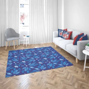 Elegant Blue Floral Pattern Rug 2