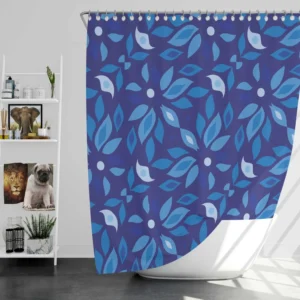 Elegant Blue Floral Pattern Shower Curtain