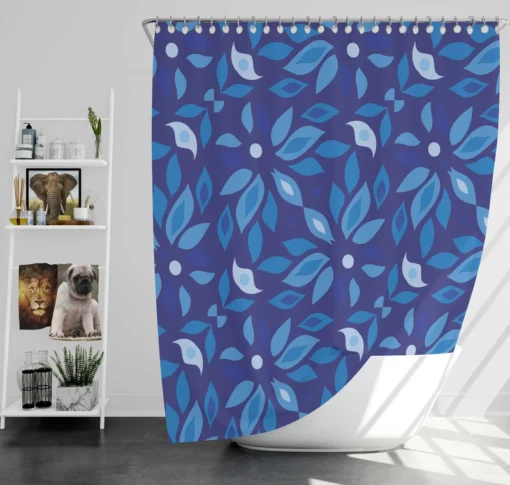 Elegant Blue Floral Pattern Shower Curtain