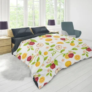 Elegant Botanical Fruit Pattern Duvet Cover 1