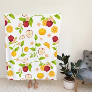 Elegant Botanical Fruit Pattern Fleece Blanket