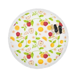 Elegant Botanical Fruit Pattern Round Beach Towel