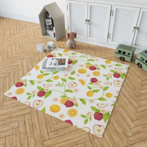 Elegant Botanical Fruit Pattern Rug 1