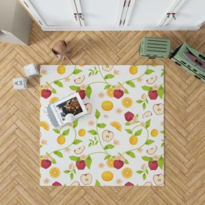 Elegant Botanical Fruit Pattern Rug