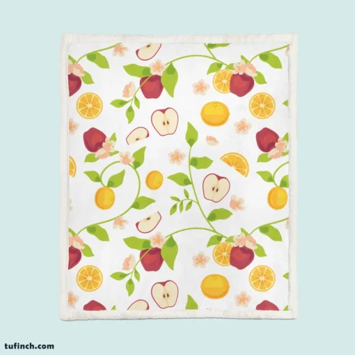 Elegant Botanical Fruit Pattern Sherpa Fleece Blanket 1