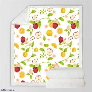 Elegant Botanical Fruit Pattern Sherpa Fleece Blanket