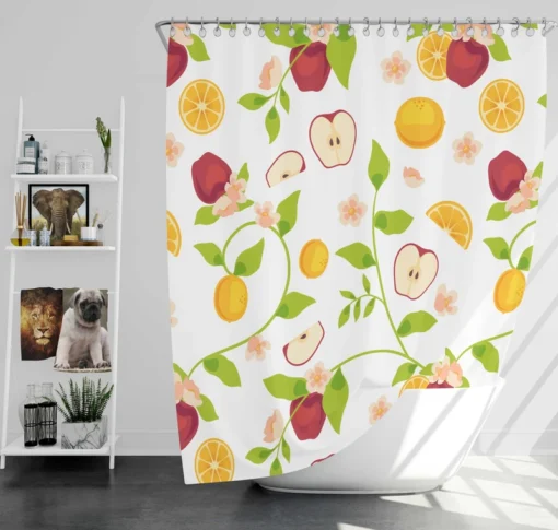 Elegant Botanical Fruit Pattern Shower Curtain