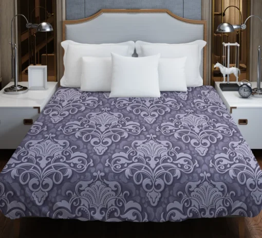 Elegant Embossed Damask Design Duvet Cover