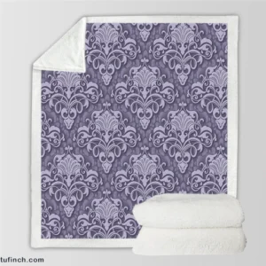 Elegant Embossed Damask Design Sherpa Fleece Blanket