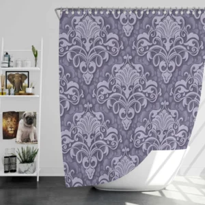 Elegant Embossed Damask Design Shower Curtain