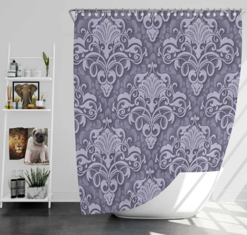 Elegant Embossed Damask Design Shower Curtain