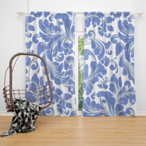 Elegant Floral Swirl Damask Curtain