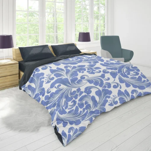 Elegant Floral Swirl Damask Duvet Cover 1