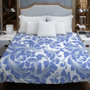 Elegant Floral Swirl Damask Duvet Cover