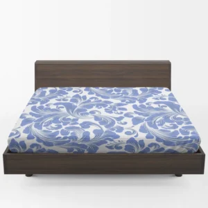 Elegant Floral Swirl Damask Fitted Sheet 1