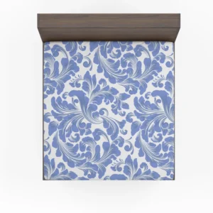 Elegant Floral Swirl Damask Fitted Sheet