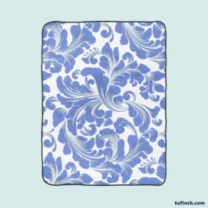 Elegant Floral Swirl Damask Fleece Blanket 1