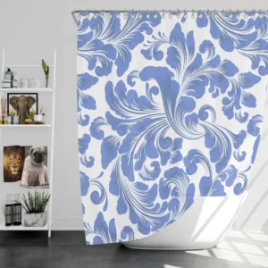 Elegant Floral Swirl Damask Shower Curtain