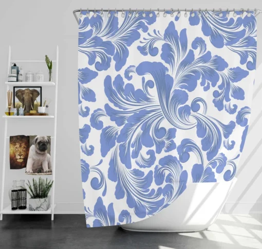 Elegant Floral Swirl Damask Shower Curtain