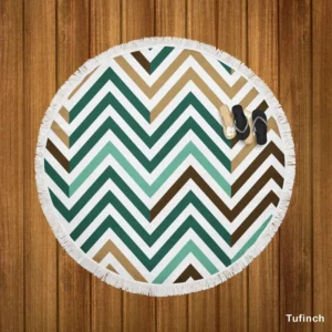 Elegant Geometric Zigzag Style Round Beach Towel