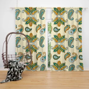 Elegant Hand Drawn Paisley Batik Curtain