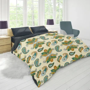 Elegant Hand Drawn Paisley Batik Duvet Cover 1