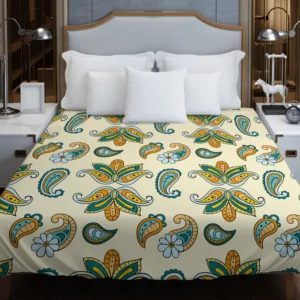 Elegant Hand Drawn Paisley Batik Duvet Cover