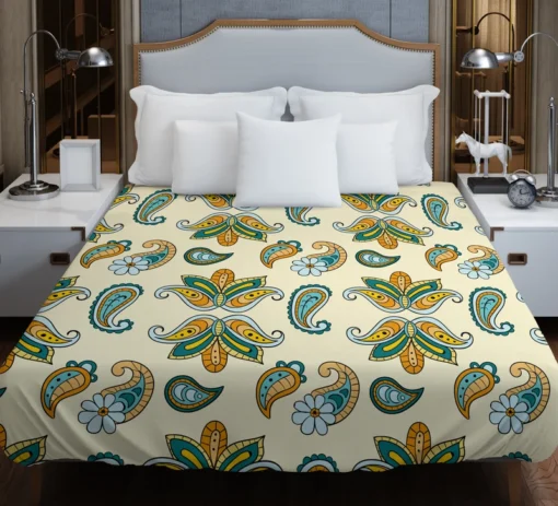 Elegant Hand Drawn Paisley Batik Duvet Cover