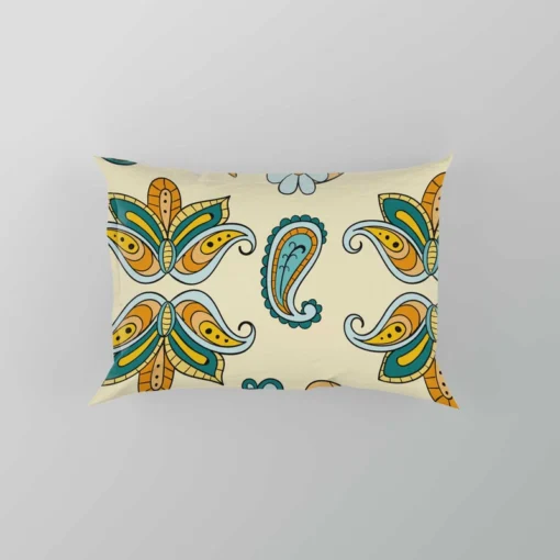 Elegant Hand Drawn Paisley Batik Pillow Case