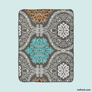 Elegant Indian Batik Pattern Fleece Blanket 1