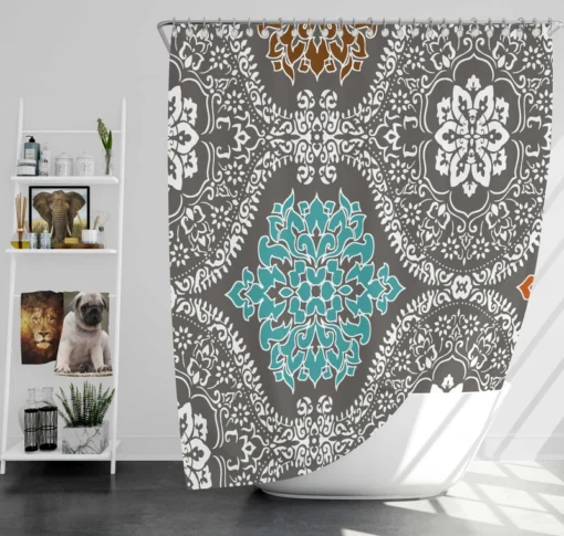 Elegant Indian Batik Pattern Shower Curtain