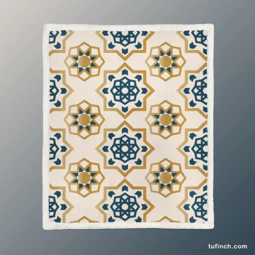 Elegant Modern Arabesque Design Sherpa Fleece Blanket 1