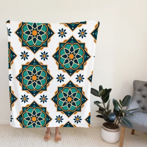 Elegant Modern Moroccan Design Fleece Blanket