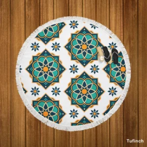 Elegant Modern Moroccan Design Round Beach Towel