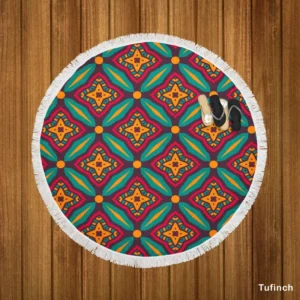 Elegant Moroccan Pattern Round Beach Towel