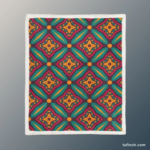 Elegant Moroccan Pattern Sherpa Fleece Blanket 1