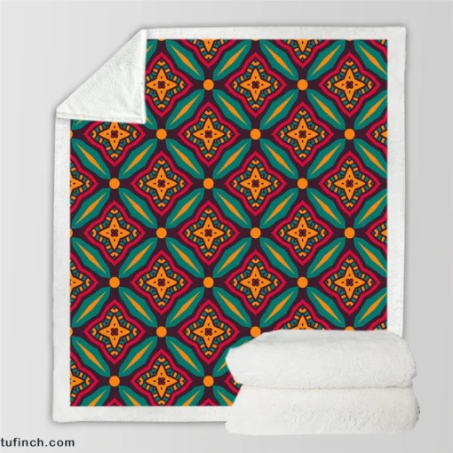 Elegant Moroccan Pattern Sherpa Fleece Blanket