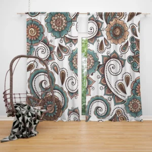 Elegant Paisley Pattern With Vintage Flower Curtain