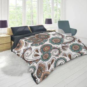 Elegant Paisley Pattern With Vintage Flower Duvet Cover 1