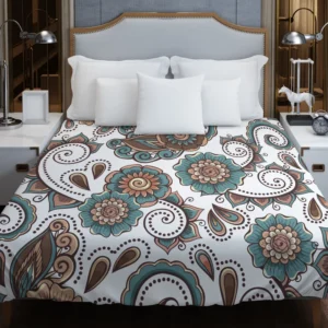 Elegant Paisley Pattern With Vintage Flower Duvet Cover